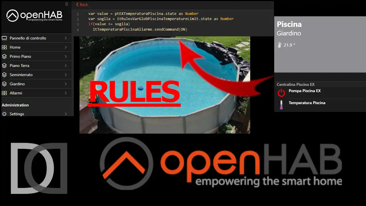 OpenHAB 3 - Centralina per piscina con SONOFF e TASMOTA Le Rules - Home Automation System
