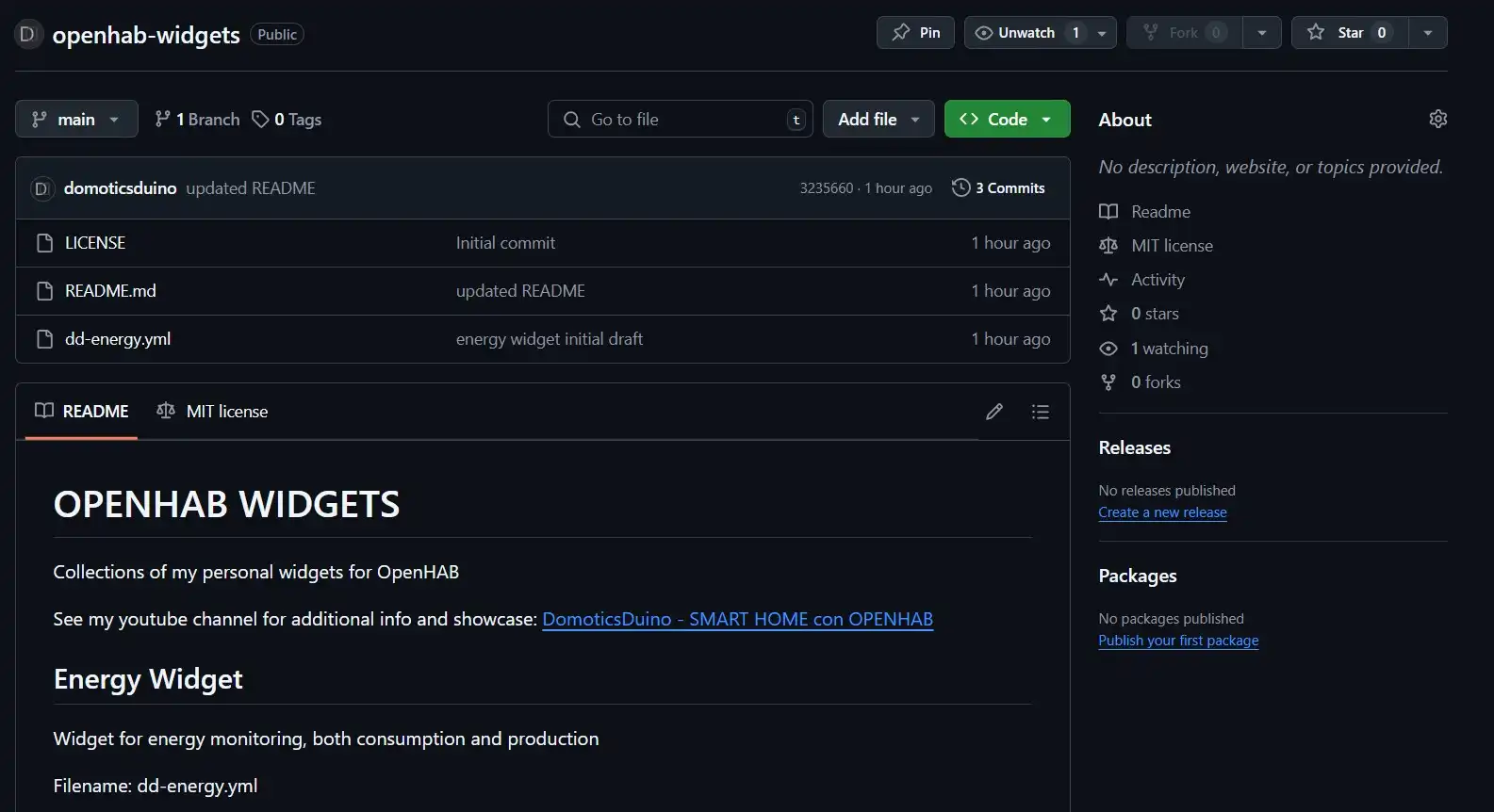 OPENHAB 4 - Ho condiviso la mia prima bozza dell'ENERGY WIDGET su GITHUB - VIDEO