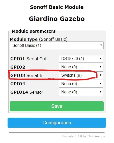 Home Automation System - Luci Gazebo e temperatura esterna con Sonoff Basic