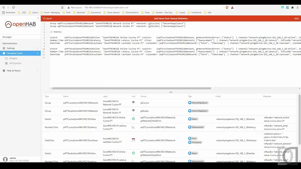 Home Automation System - OpenHAB 3 Migration - 19. Sonoff 4ch textual definition