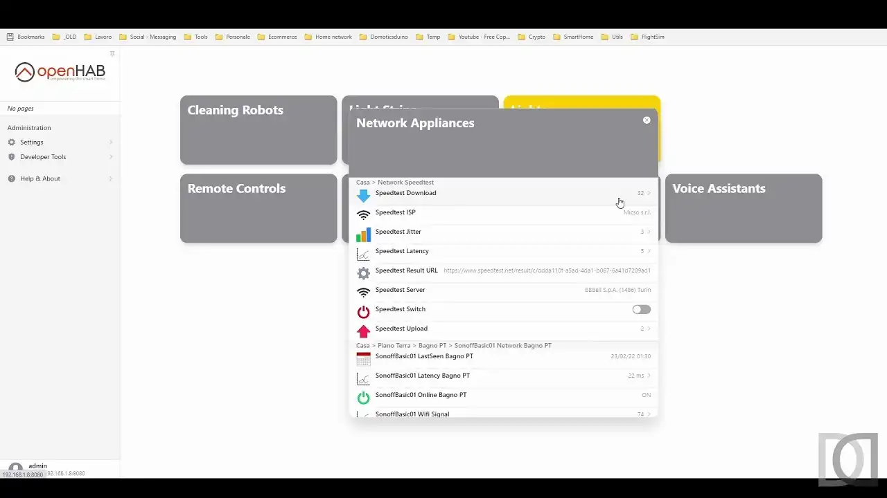 Home Automation System - Migrazione OpenHAB 3 - 45. Integrazione Speedtest in OpenHAB 