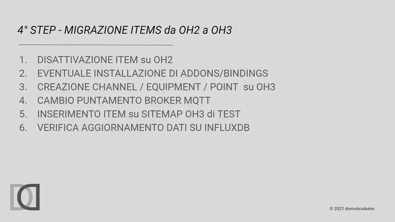 Home Automation System - Migrazione OpenHAB 3 - 01. La scaletta