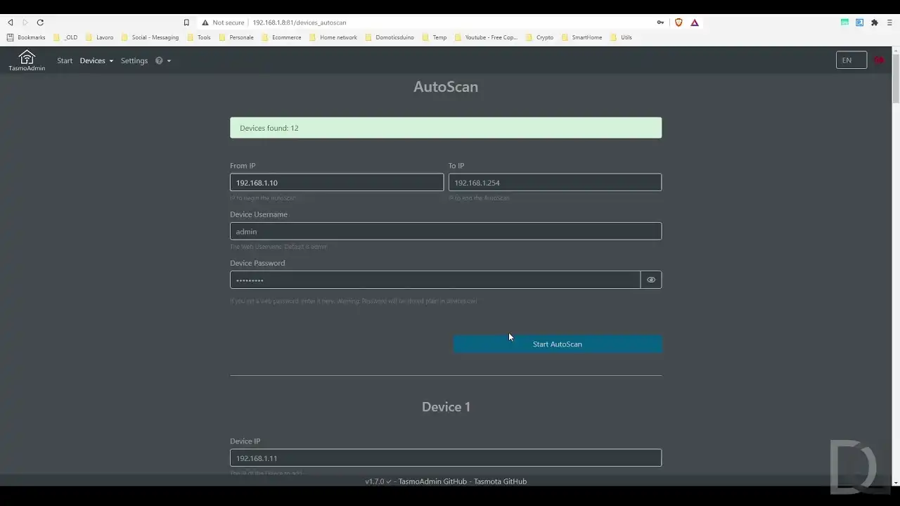 Home Automation System - Migrazione OpenHAB 3 - 08. Setup di TasmoAdmin con Docker